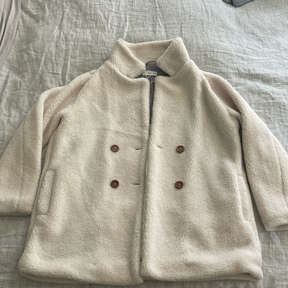 Girls Mango Teddy Bear Double Breasted Coat